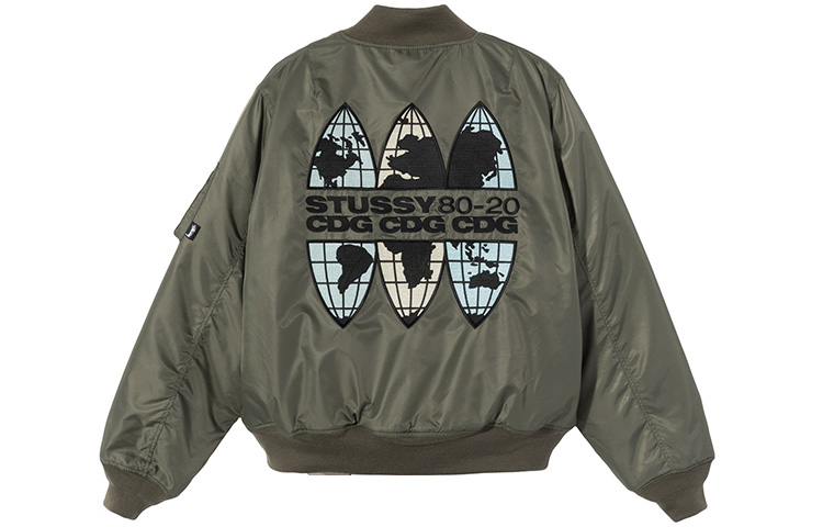 Stüssy Stussy CDG MA1 Military Green Letter Print Retro Bomber Jacket Unisex. 315271