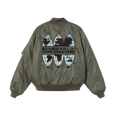 Stüssy Stussy CDG MA1 Military Green Letter Print Retro Bomber Jacket Unisex. 315271