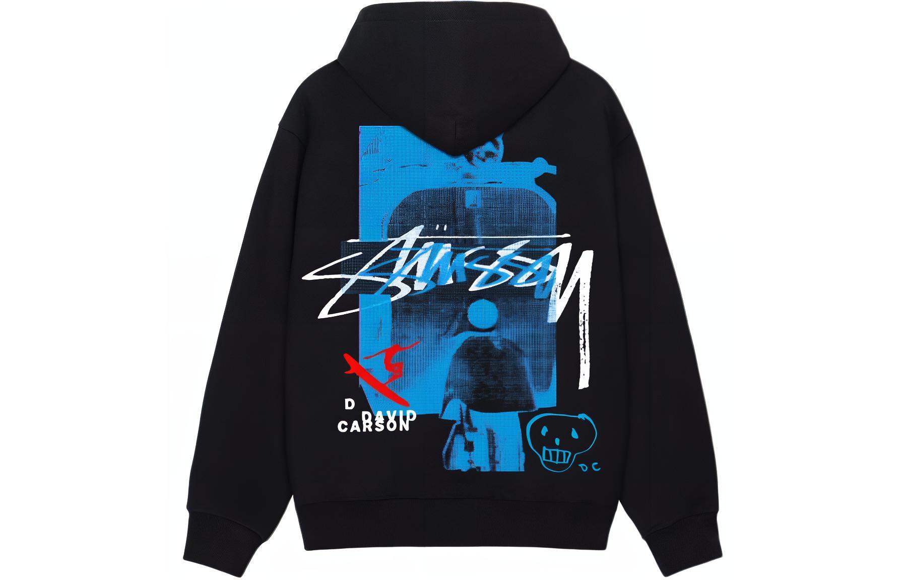 Stüssy Stussy x David Carson SS24 Graphic Logo Drawstring Hoodie Unisex Retro Sweatshirt 3923912