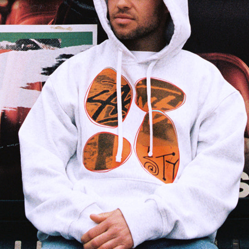 Shop Stüssy x David Carson SS24 Hoodie Logo Grafis Unisex Sweatshirt Retro Pullover 3923912