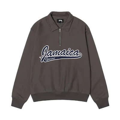 Stüssy Stussy Denim Tears Half Zip Fleece Collared Sweatshirt Charcoal Unisex Retro Style 318045