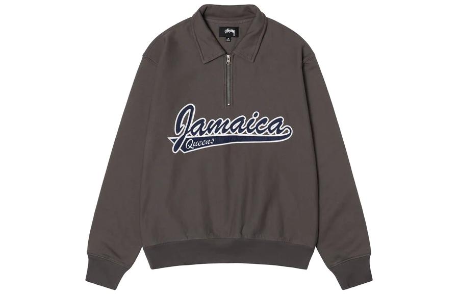 Stüssy Stussy Denim Tears Half Zip Fleece Collared Sweatshirt Charcoal Unisex Retro Style 318045 圖 2