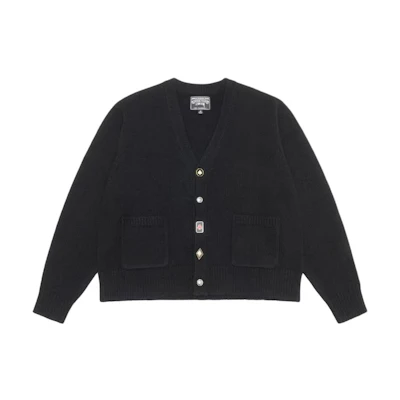 Stüssy Stussy Denim Tears SS25 Button Heart Vintage Knit Sweater Unisex Black. 317016