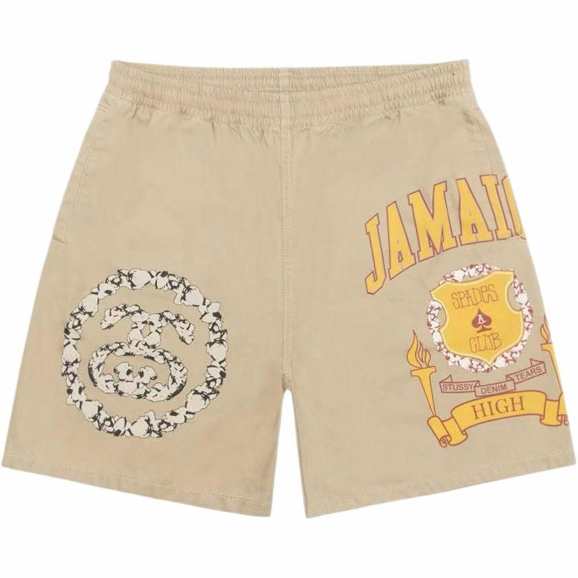 Order Stüssy Stussy x Denim Tears SS25 Khaki Logo Print Elastic Waist Vintage Shorts Unisex 312025
