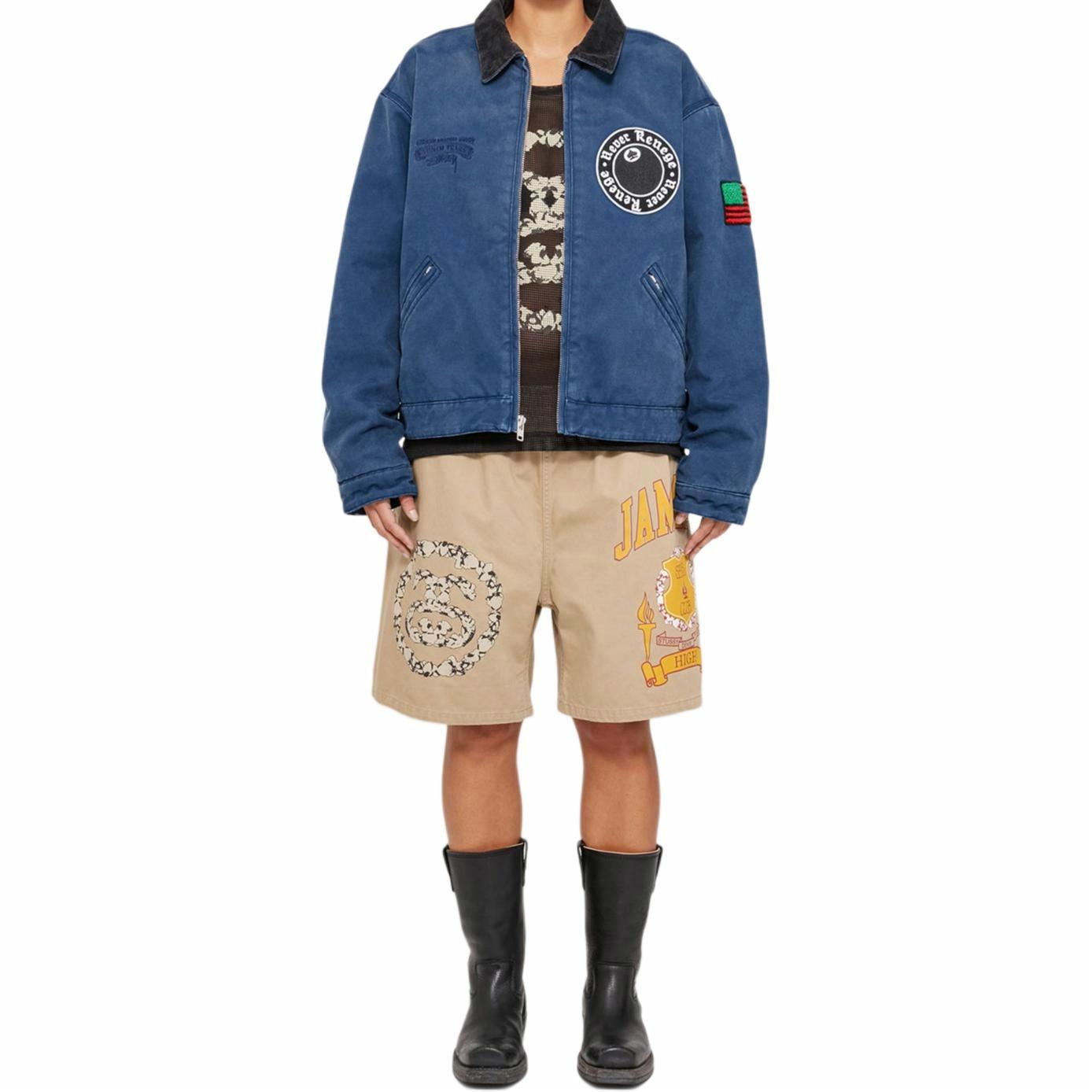 Details for Stüssy Stussy x Denim Tears SS25 Khaki Logo Print Elastic Waist Vintage Shorts Unisex 312025