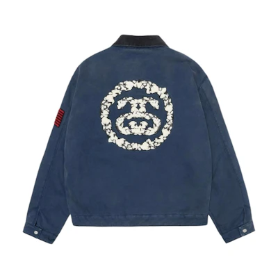 Stüssy Stussy Denim Tears SS25 Navy Blue Vintage Workwear Zip Jacket Unisex. 315512-stussy