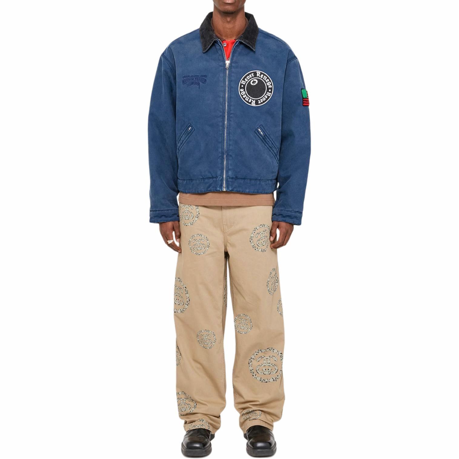 Shop Stüssy Stussy x Denim Tears SS25 Navy Blue Vintage Workwear Zip Jacket Unisex. 315512-stussy