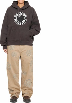 Stüssy x Denim Tears SS25 Hoodie Vintage Unisex Abu Gelap Logo & Saku Kanguru 318050 Shop Stüssy x Denim Tears SS25 Hoodie Vintage Unisex Abu Gelap Logo & Saku Kanguru 318050