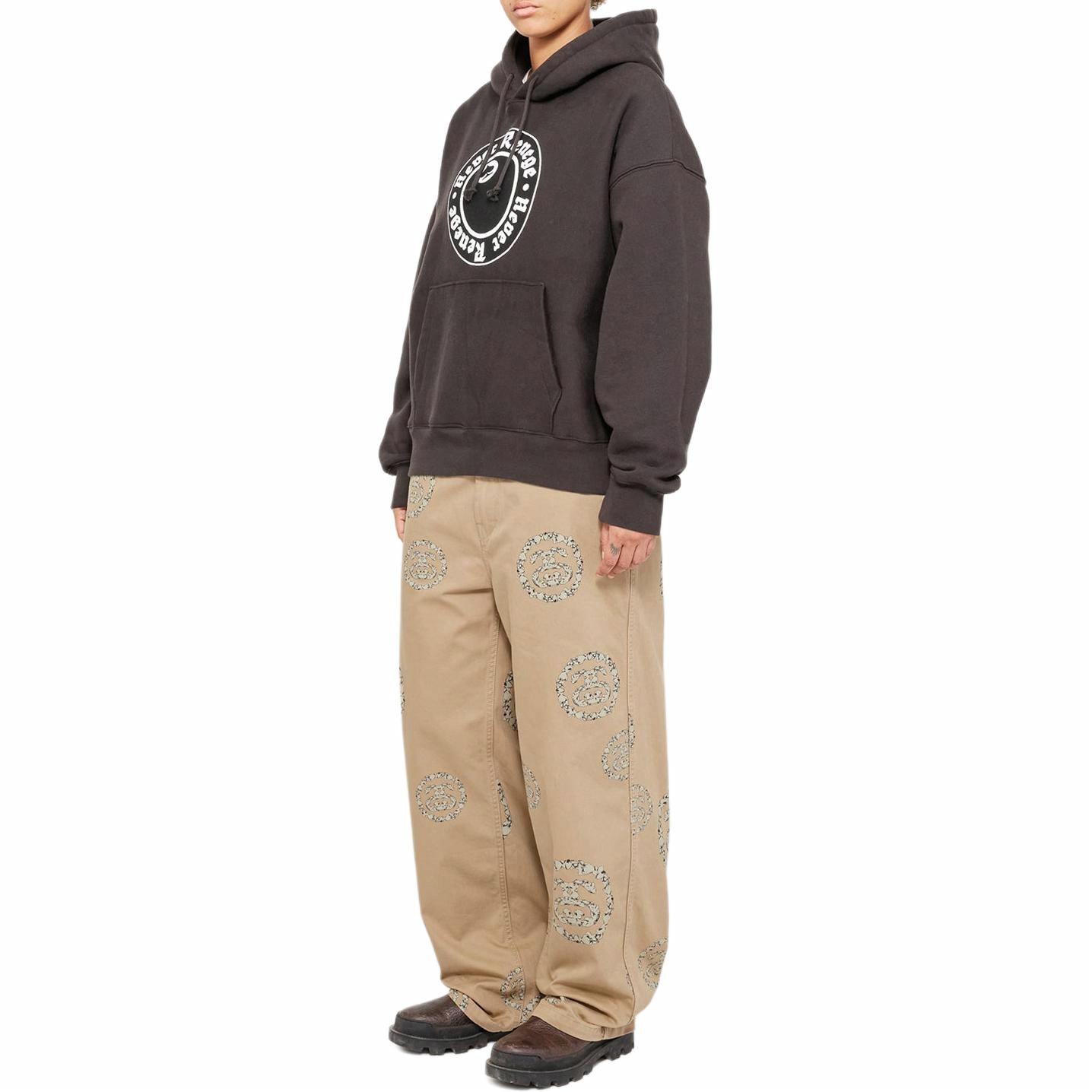 Details for Stüssy x Denim Tears SS25 Hoodie Vintage Unisex Abu Gelap Logo & Saku Kanguru 318050