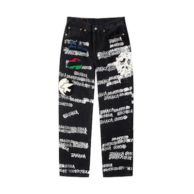 Stüssy Stussy Denim Tears OUR LEGACY FW22 501 Black Letter Print Straight Jeans. 40090455
