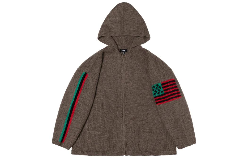 Stüssy Stussy Denim Tears Zip Hoodie Retro Unisex Sweater Grey Brown Back Print. 317009 圖 3