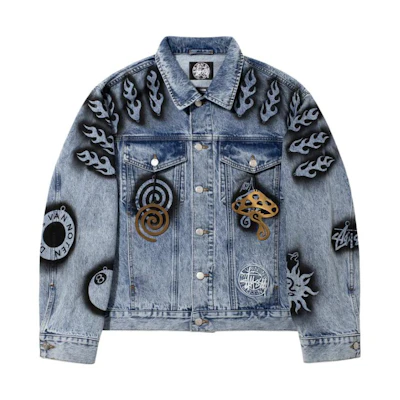 Stüssy Stussy Dries Van Noten Vintage Denim Jacket with Metal Graffiti Design. 315294