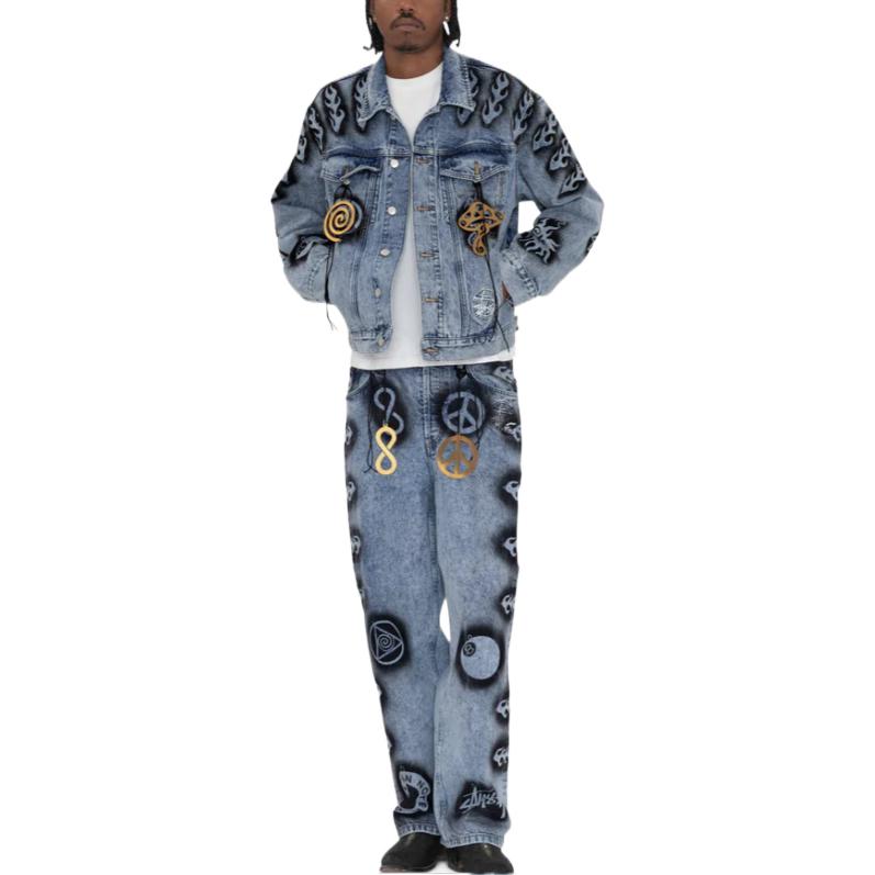 Stüssy Stussy Dries Van Noten  Vintage Denim Jacket with Metal Graffiti Design. 315294 圖 4
