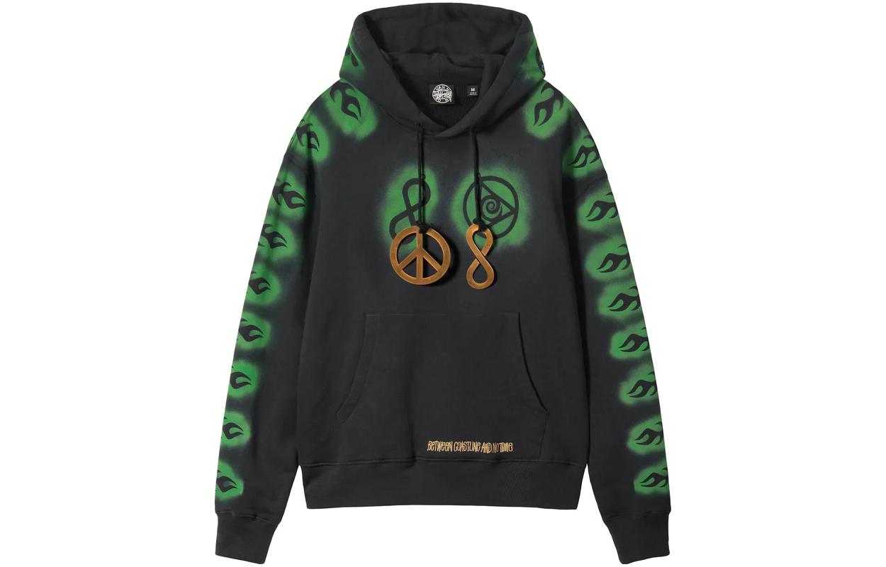 Stüssy Stussy Dries Van Noten Black Hoodie with Letter Print & Airbrush Embroidery. 318044