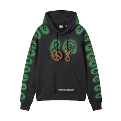 Stüssy Stussy Dries Van Noten Black Hoodie with Letter Print & Airbrush Embroidery. 318044