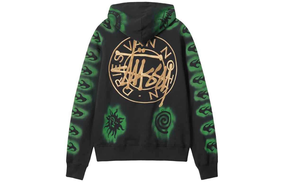 Stüssy Stussy Dries Van Noten Black Hoodie with Letter Print & Airbrush Embroidery. 318044 圖 3