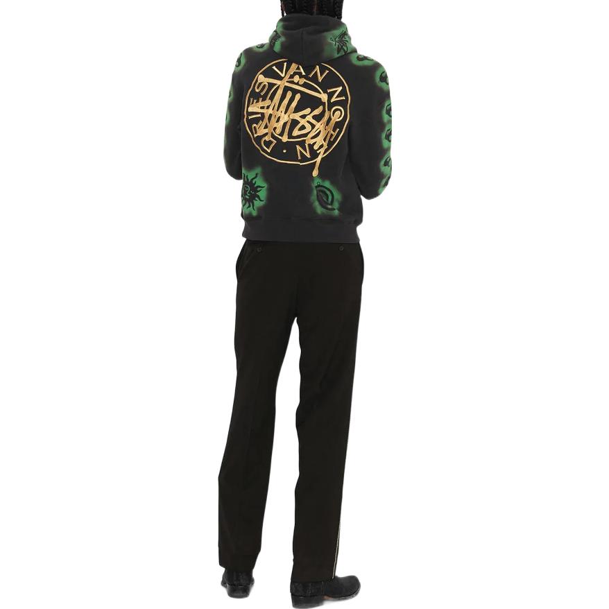 Stüssy Stussy Dries Van Noten Black Hoodie with Letter Print & Airbrush Embroidery. 318044 圖 5