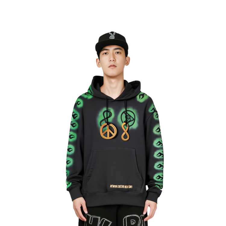 Stüssy Stussy Dries Van Noten Black Hoodie with Letter Print & Airbrush Embroidery. 318044 圖 7