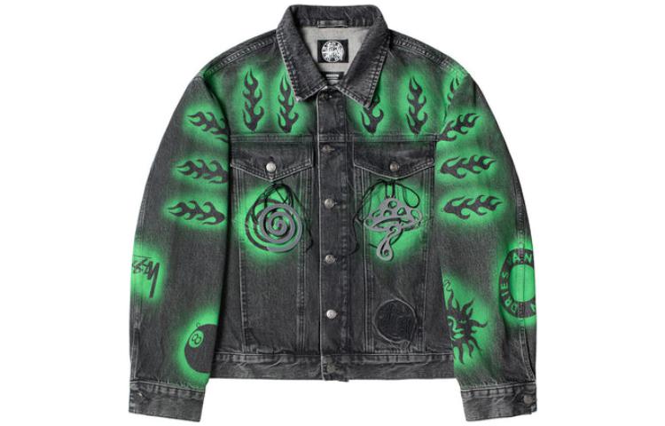 Order Stüssy x Dries Van Noten 幾何印花牛仔外套 復古風格 315295