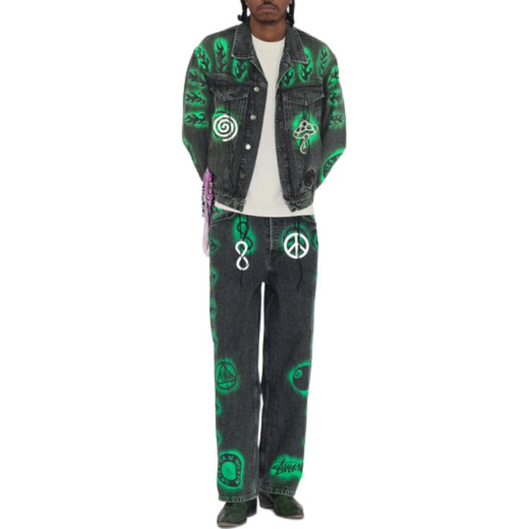 Shop Stüssy x Dries Van Noten 幾何印花牛仔外套 復古風格 315295