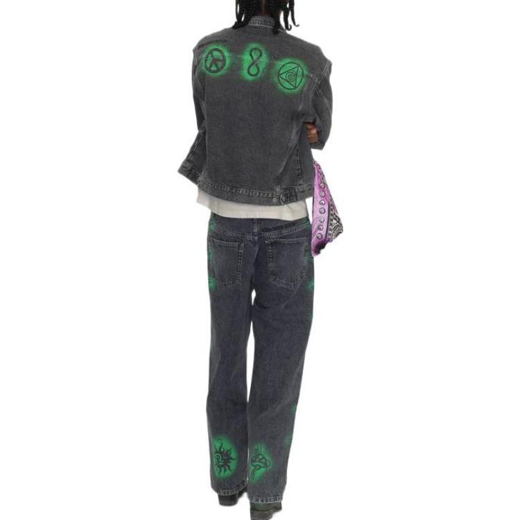 Purchase Stüssy x Dries Van Noten 幾何印花牛仔外套 復古風格 315295