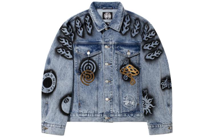 Sizing Stüssy x Dries Van Noten 幾何印花牛仔外套 復古風格 315295
