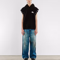 Shop Stüssy Stussy x JUNYA WATANABE SS24 Distressed Logo Cutout Vest Hoodie Black (). wmt9091001
