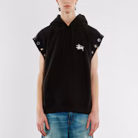 Purchase Stüssy Stussy x JUNYA WATANABE SS24 Distressed Logo Cutout Vest Hoodie Black (). wmt9091001