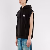 Sizing Stüssy Stussy x JUNYA WATANABE SS24 Distressed Logo Cutout Vest Hoodie Black (). wmt9091001
