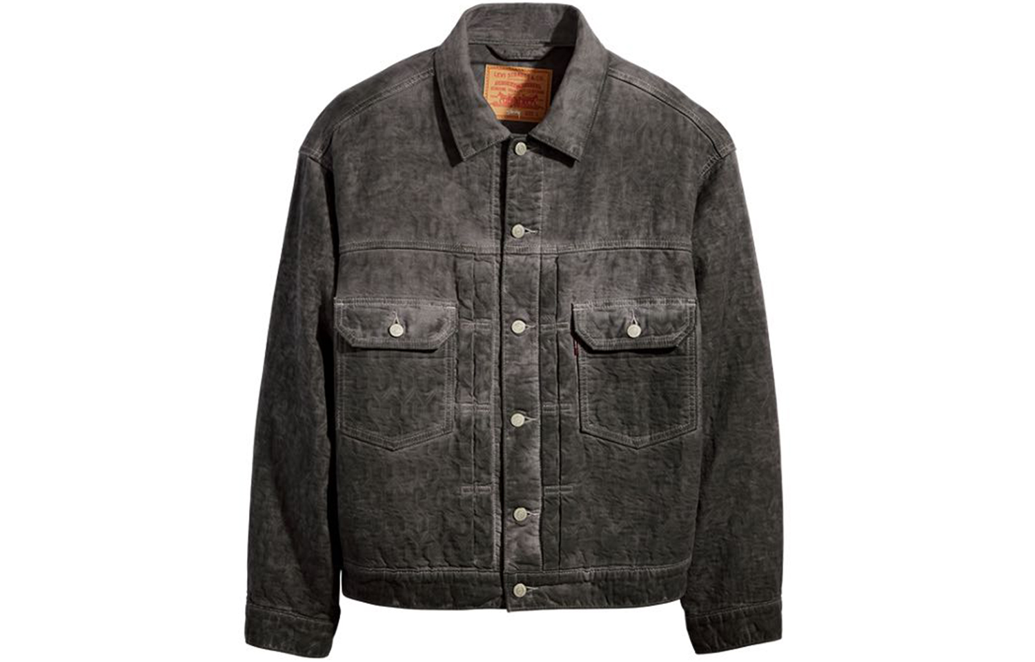 Order Stüssy联名Levi''s 2023秋冬黑色提花工装夹克复古男女款式. A5216-0002