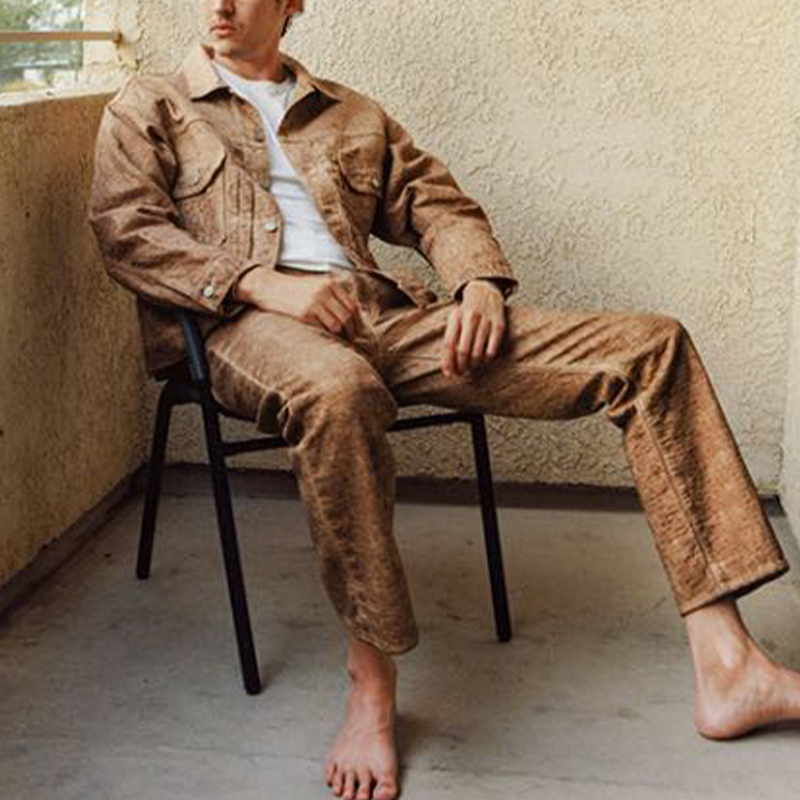 Shop Stüssy Stussy x Levi's FW23 Jacquard Straight-Leg Vintage Brown Denim Jeans Unisex. A5219-0001