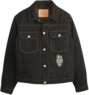 Stüssy Stussy x Levi's SS24 Logo Embroidered Vintage Denim Trucker Jacket Unisex Black A8326-0001 Order Stüssy Stussy x Levi's SS24 Logo Embroidered Vintage Denim Trucker Jacket Unisex Black A8326-0001