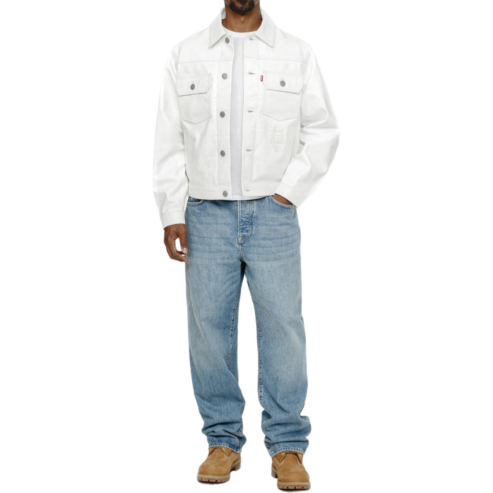 Stüssy Stussy Levi's SS24 Unisex White Leather Trucker Jacket Retro American Style. A8324-0000 圖 6