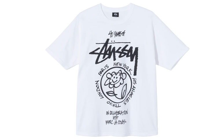 Stüssy Stussy x Marc Jacobs 40th Anniversary Vintage White Graphic Tee Unisex. 3903638