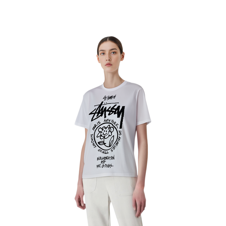 Details for ステューシー x マーク・ジェイコブス 40周年 ヴィンテージ ホワイト グラフィックTシャツ ユニセックス. 3903638