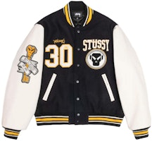 Stüssy Stussy x Metalheadz SS24 Black Wool Leather Vintage Varsity Jacket Unisex. 315506 Stüssy Stussy x Metalheadz SS24 Black Wool Leather Vintage Varsity Jacket Unisex. 315506