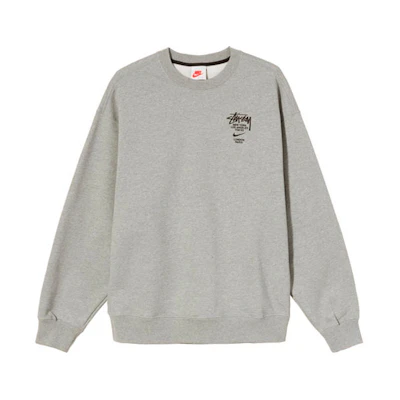 Stüssy Stussy Nike Embroidered Logo Retro Fleece Crewneck Sweatshirt Grey Unisex. DC4199-050
