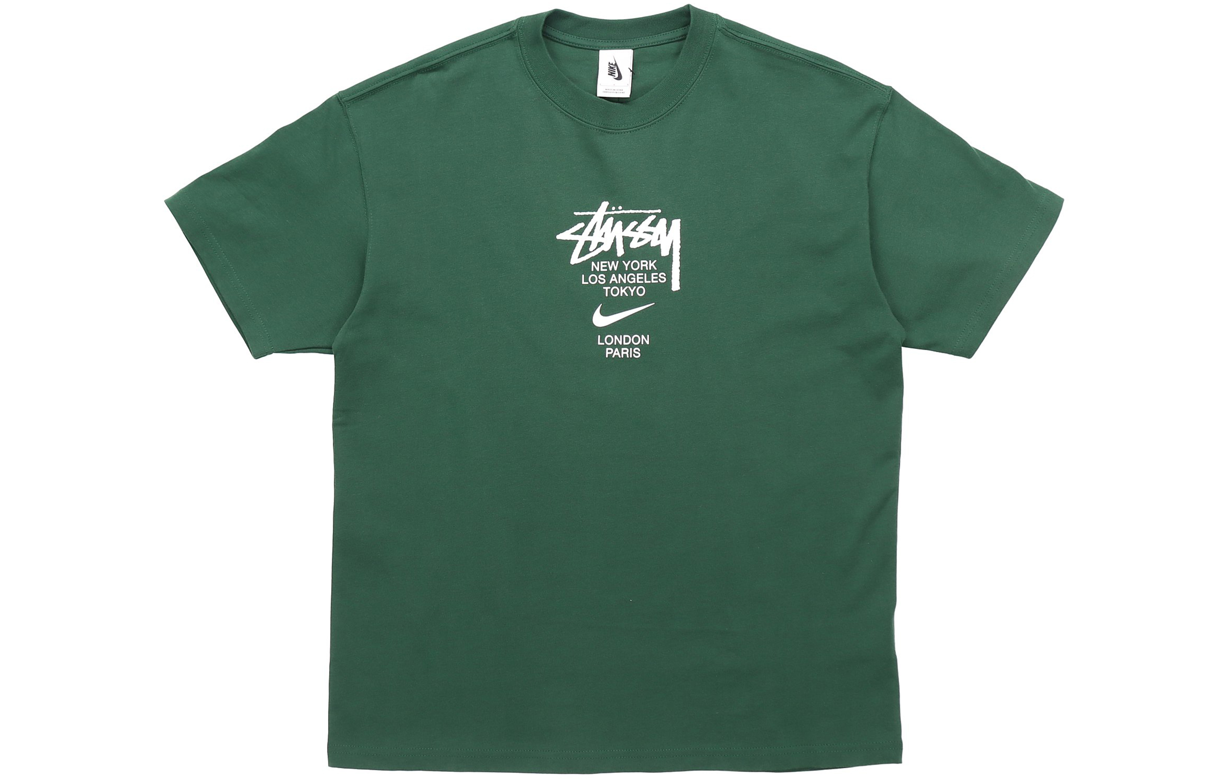 Stüssy Stussy x Nike Letter Print Vintage Green T-Shirt Unisex Retro Style. DD3343-341