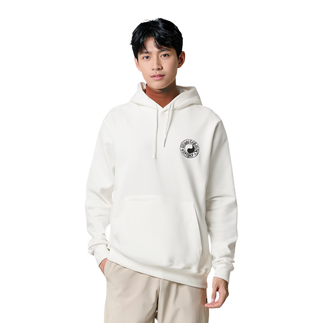 Details for Stüssy Stussy x Our Legacy FW24 Workshop Buana Hoodie Pigment Dyed Yin-Yang Logo Hoodie. 3923960