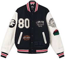 Stüssy Stussy x OUR LEGACY x Denim Tears Varsity Jacket Black - Unisex Embroidered Patchwork. 315288 Stüssy Stussy x OUR LEGACY x Denim Tears Varsity Jacket Black - Unisex Embroidered Patchwork. 315288