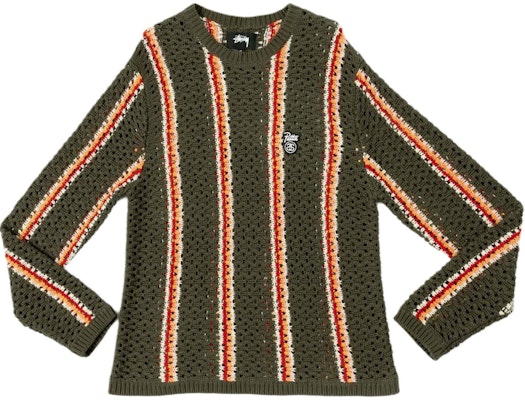 Stüssy Stussy x Patta SS24 寬鬆條紋標誌貼布橄欖綠毛衣 男女款 317012 Order Stüssy Stussy x Patta SS24 寬鬆條紋標誌貼布橄欖綠毛衣 男女款 317012