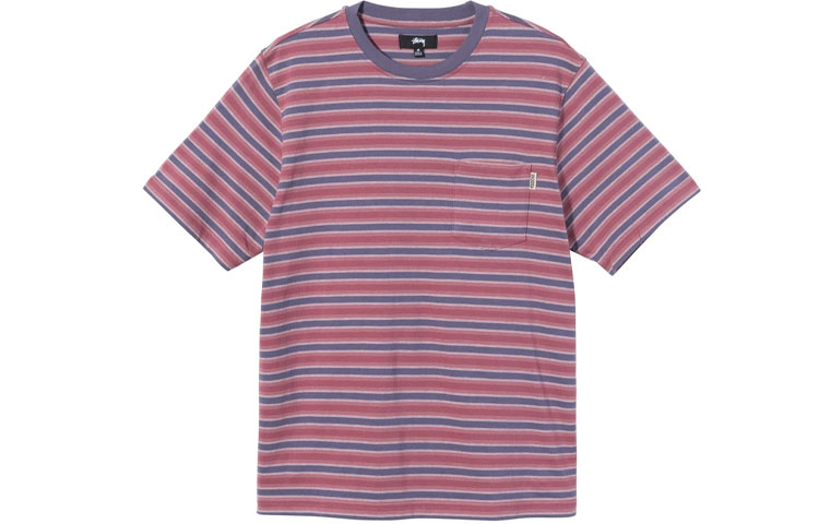 Stüssy Stussy Yarn-Dyed Striped Crewneck Short Sleeve Retro T-Shirt Unisex. 1140235 圖 5