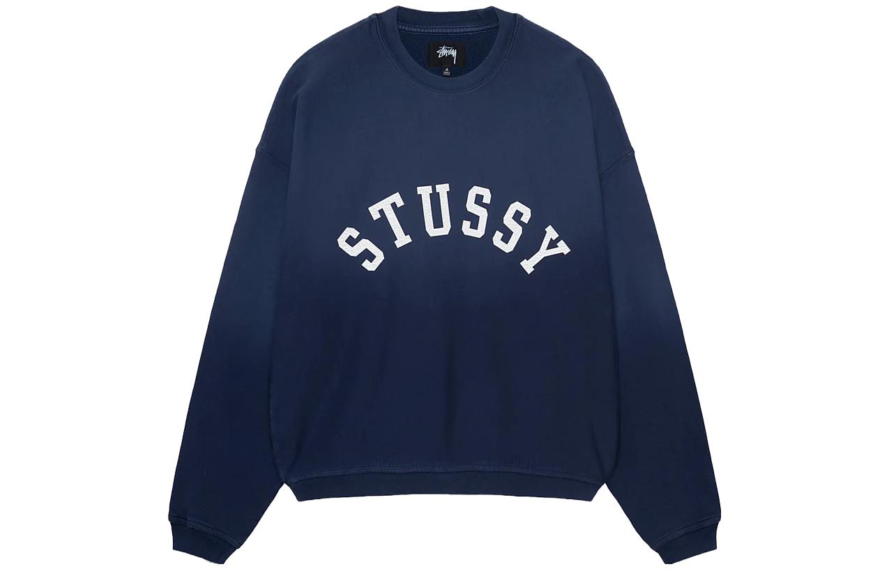 Stüssy Sun Faded Oversized Crew Summer Letter Print Pullover Sweatshirt Unisex 118525