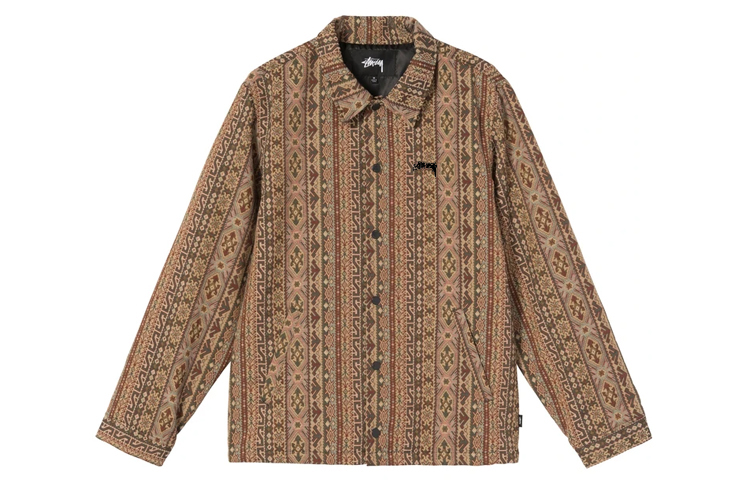Stüssy Tapestry Classic Coach Jacket Brown Retro Embroidered Logo 115549