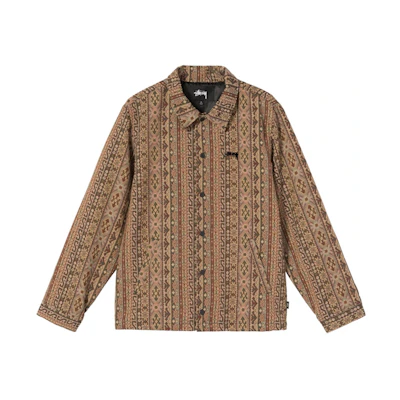 Stüssy Tapestry Classic Coach Jacket Brown Retro Embroidered Logo 115549