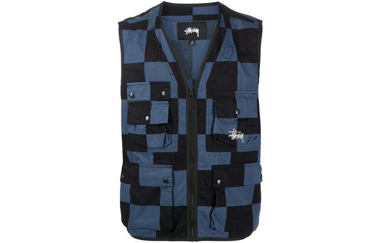 Stüssy Utility Vest Retro Plaid Sleeveless Workwear Style 115504
