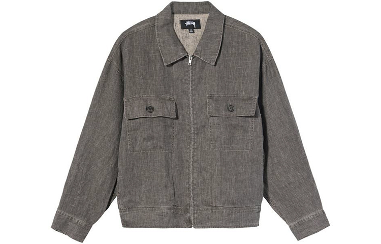 Stüssy Vintage Double Pocket Zip Utility Jacket Unisex - Gray Brown Stussy-SS21-12