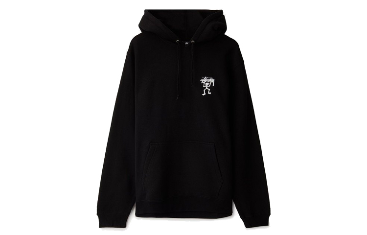 Stüssy Warrior Man Hoodie Black Unisex Retro Pullover Sweatshirt 1924435-0001