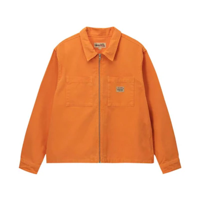 Stüssy Washed Canvas Zip Retro Jacket Orange 1110264- ORAN