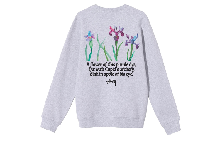 Stüssy Water Flowers Crew Sweatshirt Unisex Retro Style 1914633